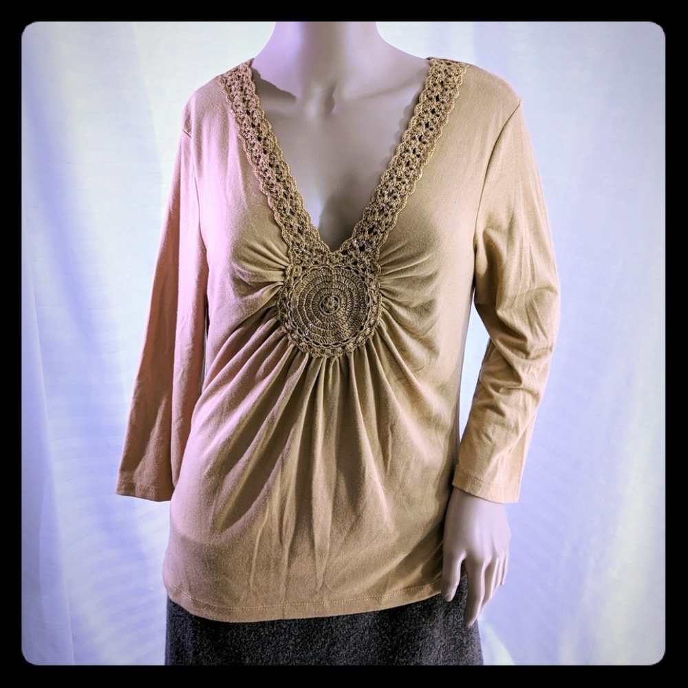 Cha Cha vente v-neck stretch blouse M